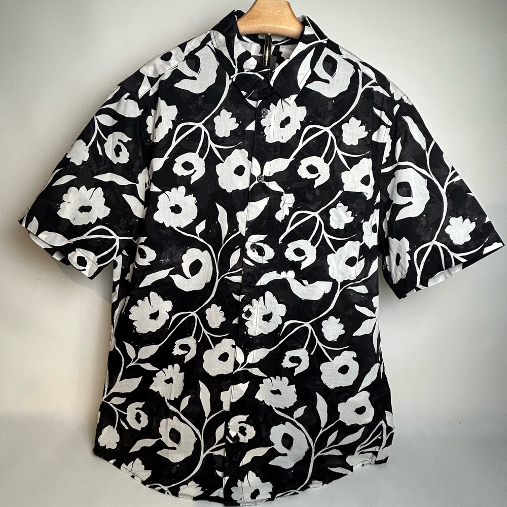 Floral Black and White Men's Shirt